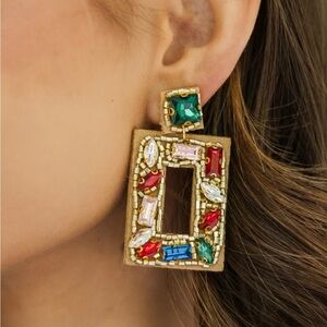 Treasure Jewels Embellished Jewels Square Earrings